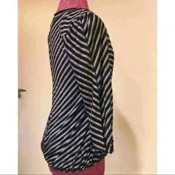 Max Studio Top xs Linen Blend Striped 3/4 Sleeve - Picture 4 of 9